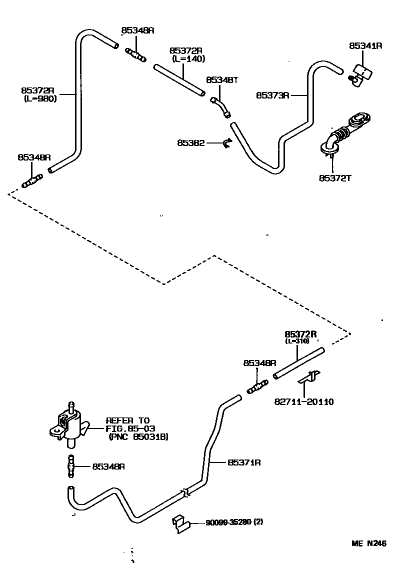 Toyota COROLLA 后清洗器 EPC diagram — MEN246