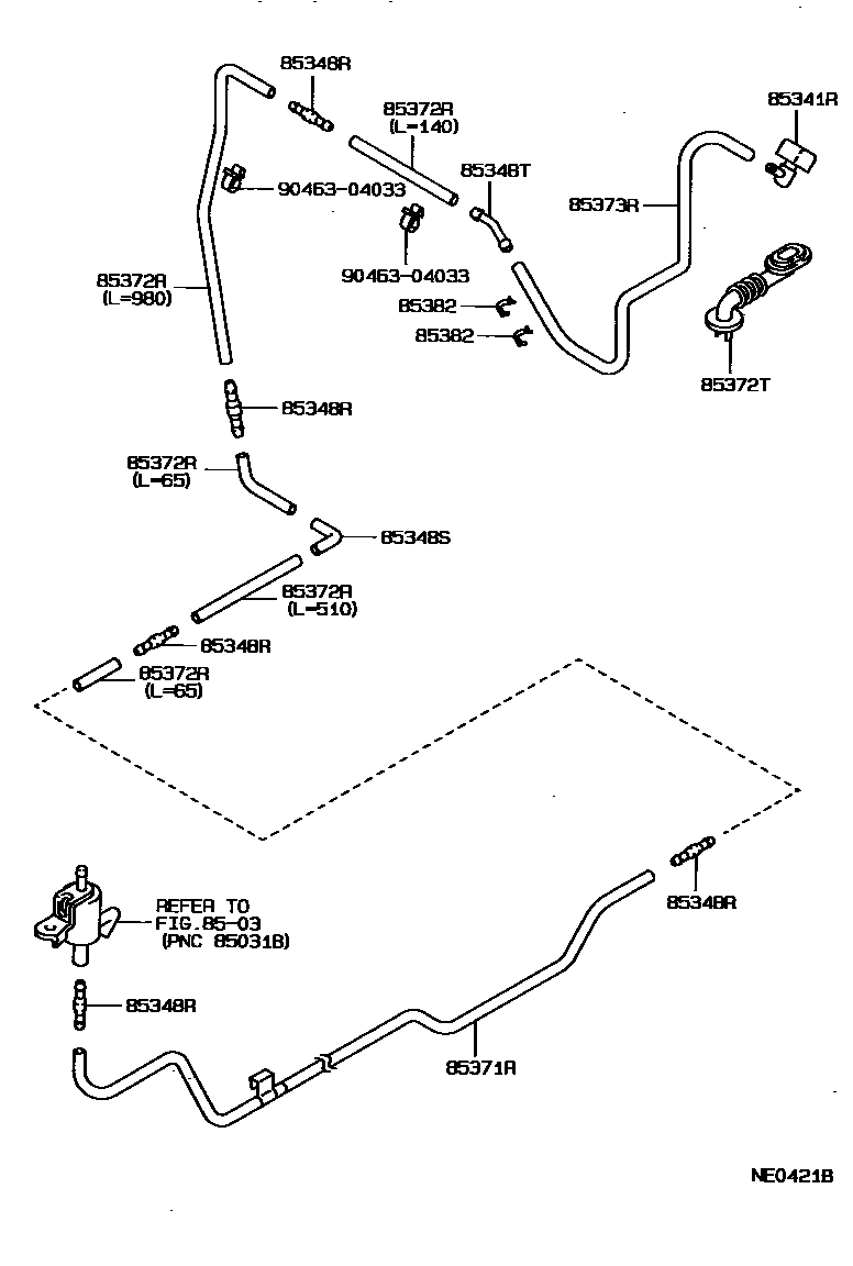 Toyota COROLLA 后清洗器 EPC diagram — NE0421B