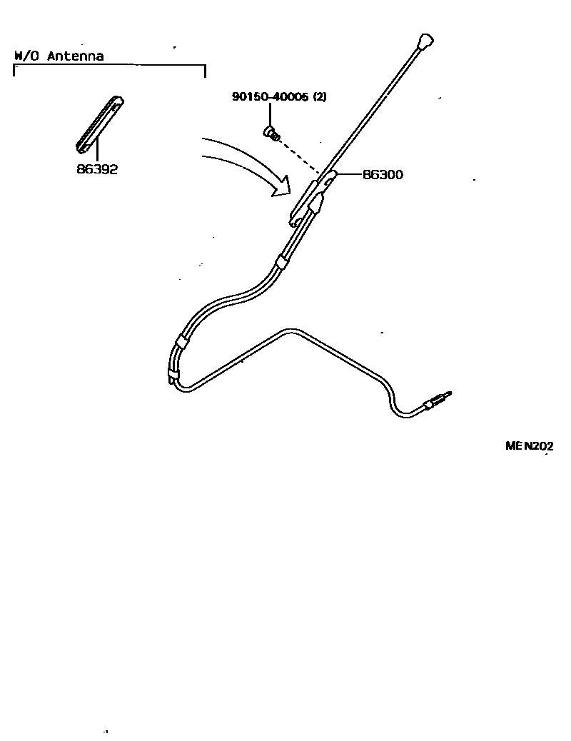 Toyota COROLLA antenna EPC diagram — MEN202