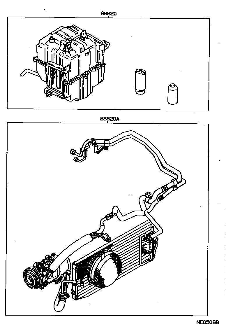 Toyota COROLLA 暖风和空调系统 - 组件 EPC diagram — NE0508B