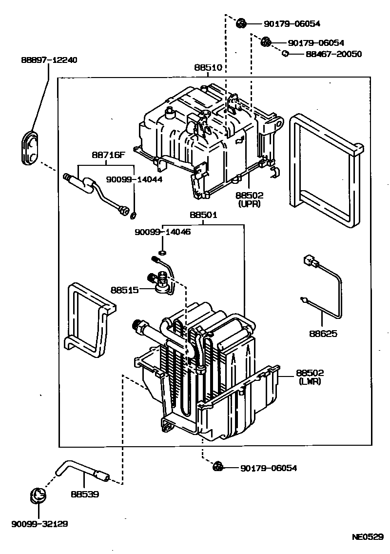 Toyota COROLLA 暖风和空调系统 - 冷却器组件 EPC diagram — NE0529