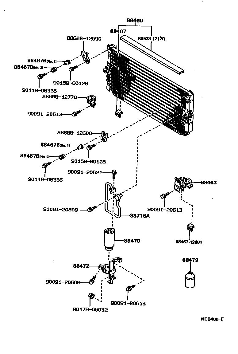 Toyota COROLLA Heating & Air Conditioning - Cooler Piping EPC diagram — NE0406E