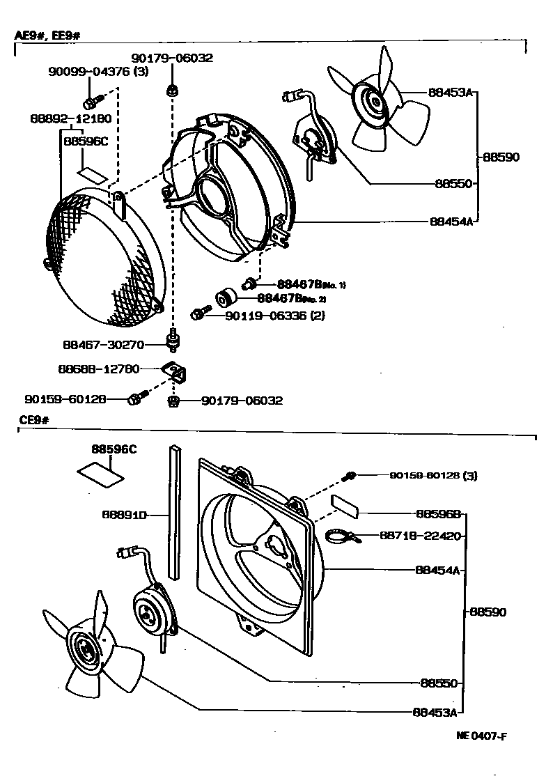 Toyota COROLLA Heating & Air Conditioning - Cooler Piping EPC diagram — NE0407F