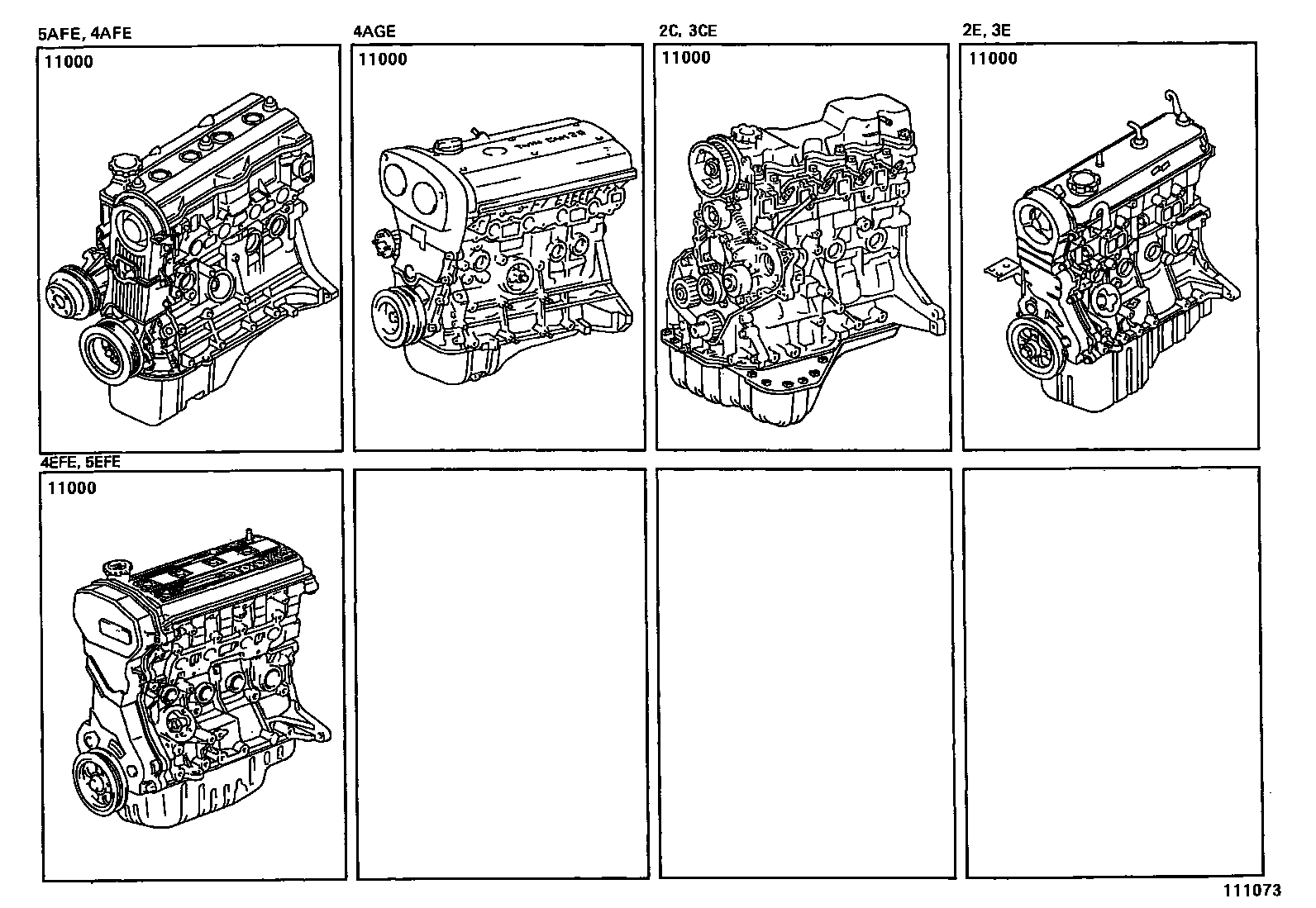 Toyota COROLLA Partial Engine Assembly EPC diagram — 111073