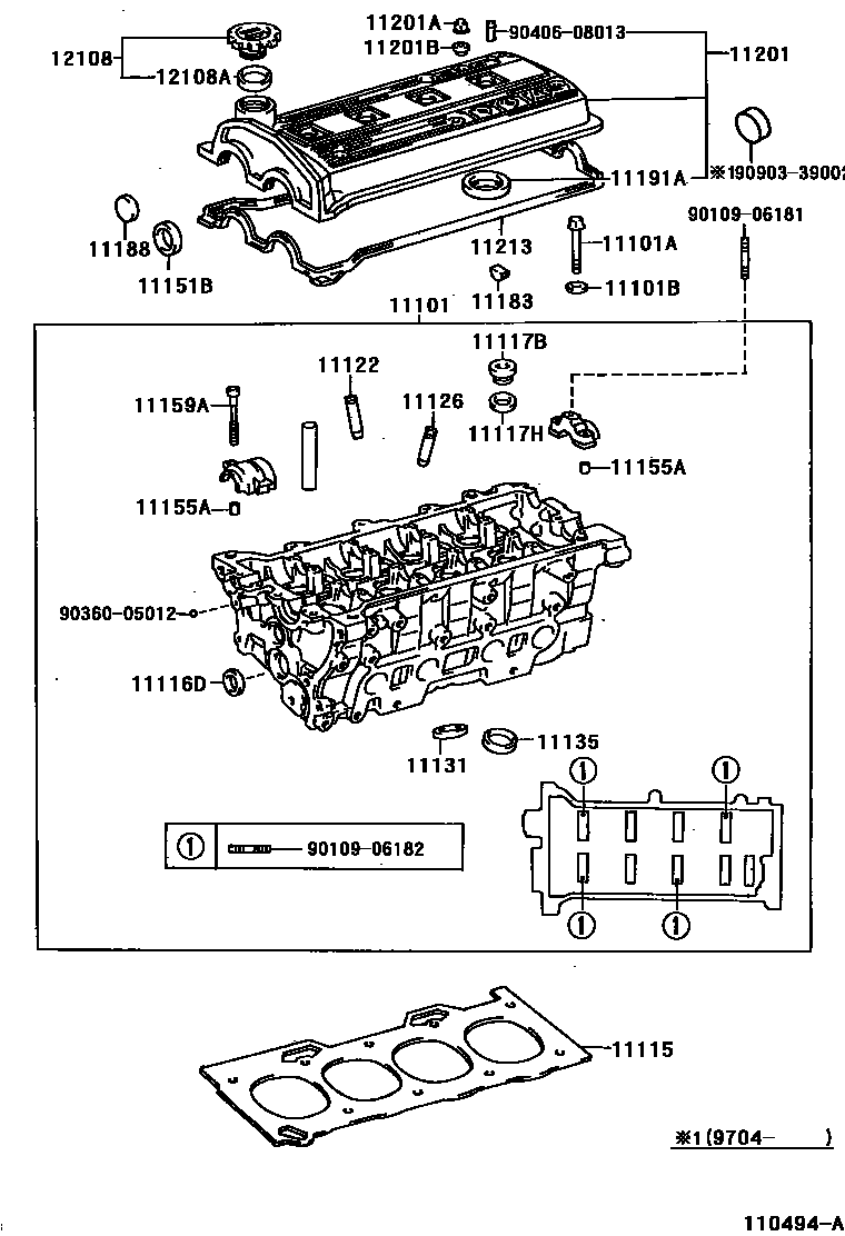 Toyota COROLLA Cylinder Head EPC diagram — 110494A