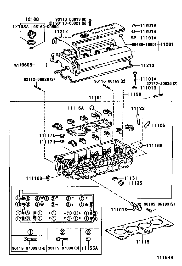Toyota COROLLA Cylinder Head EPC diagram — 111546