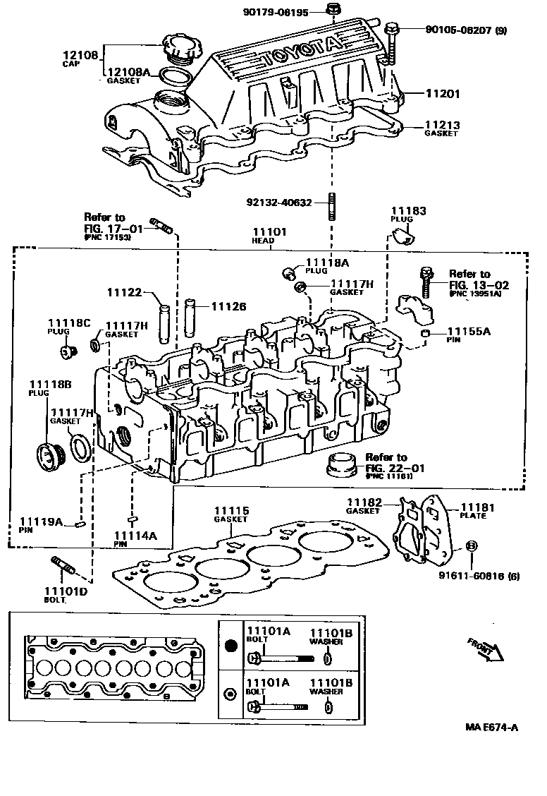 Toyota COROLLA Cylinder Head EPC diagram — MAE674A