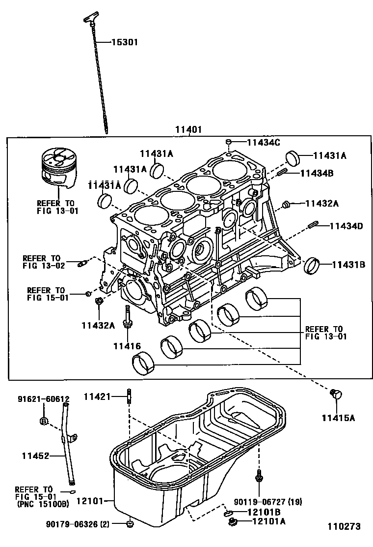 Toyota COROLLA Cylinder Block EPC diagram — 110273