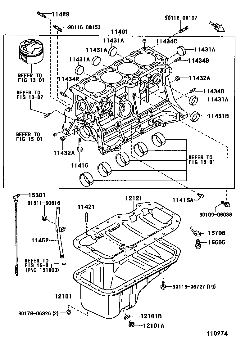 Toyota COROLLA Cylinder Block EPC diagram — 110274