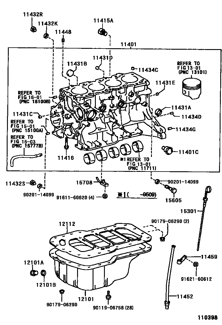 Toyota COROLLA Cylinder Block EPC diagram — 110398