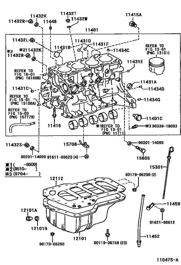 Toyota COROLLA Cylinder Block EPC diagram — 110475A