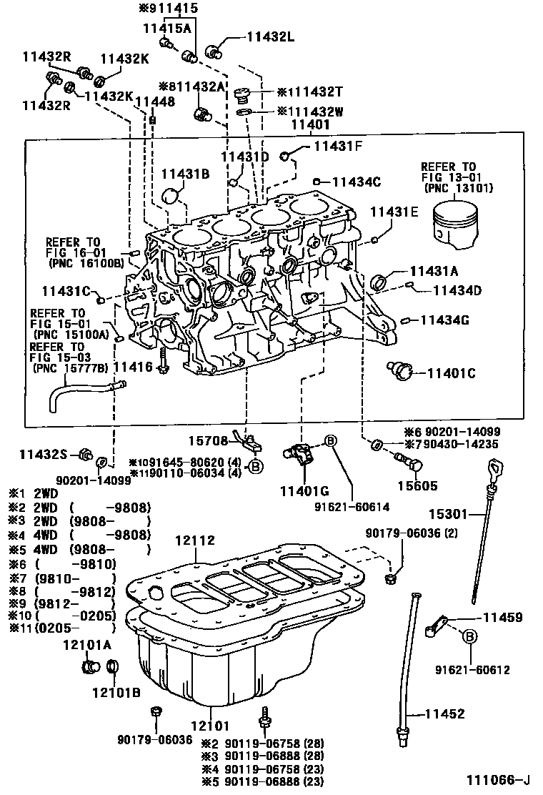 Toyota COROLLA Cylinder Block EPC diagram — 111066J