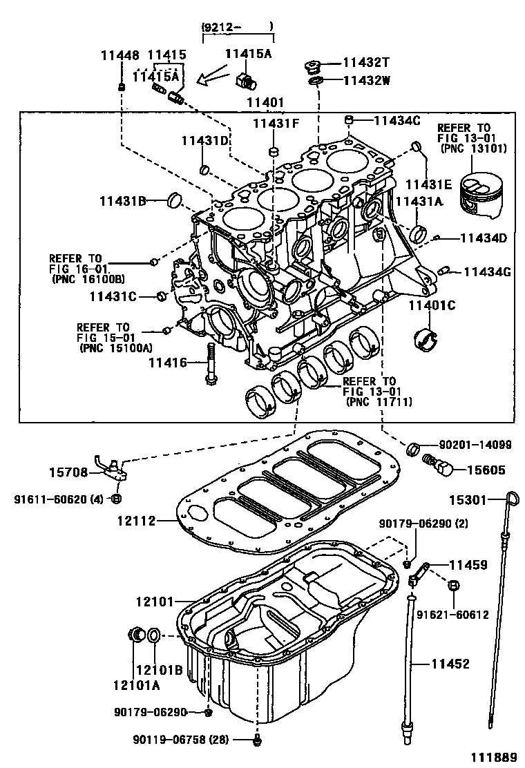 Toyota COROLLA Cylinder Block EPC diagram — 111889