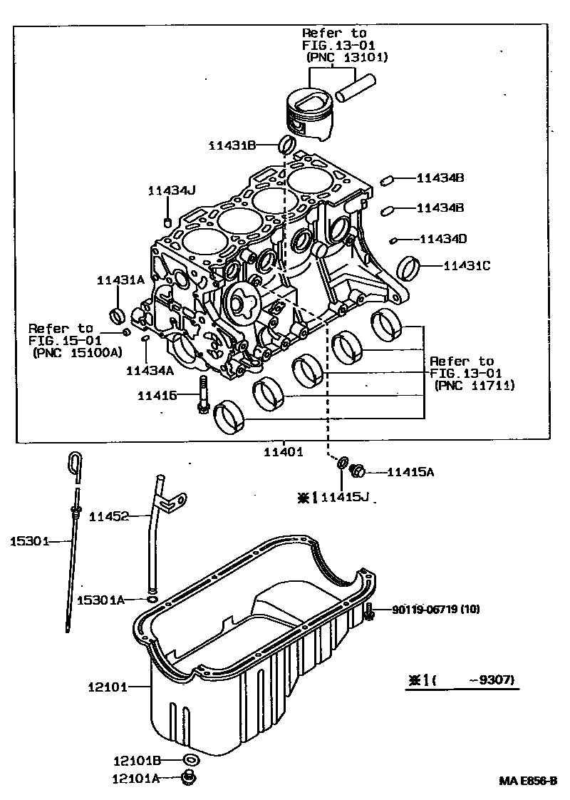 Toyota COROLLA Cylinder Block EPC diagram — MAE856B