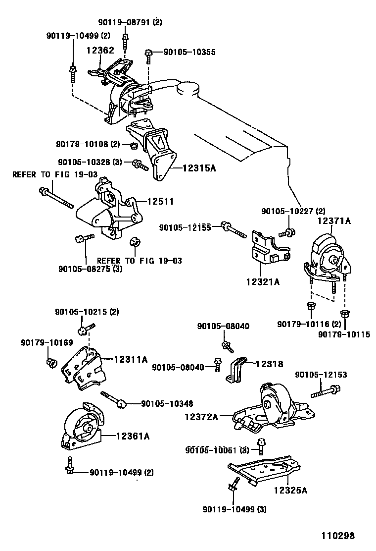 Toyota COROLLA Engine Mounting EPC diagram — 110298