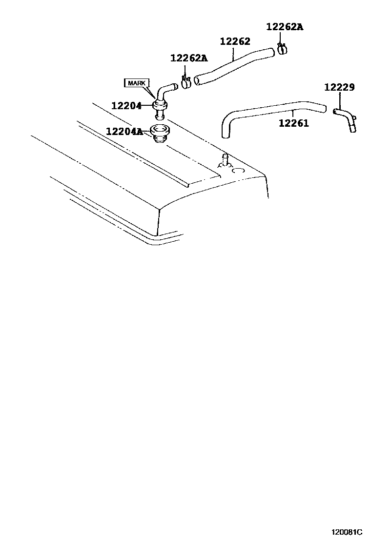 Toyota COROLLA Ventilation Hose EPC diagram — 120081C