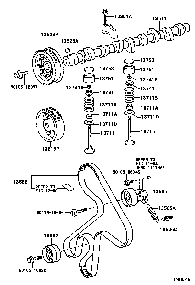 Toyota COROLLA Camshaft & Valve EPC diagram — 130046