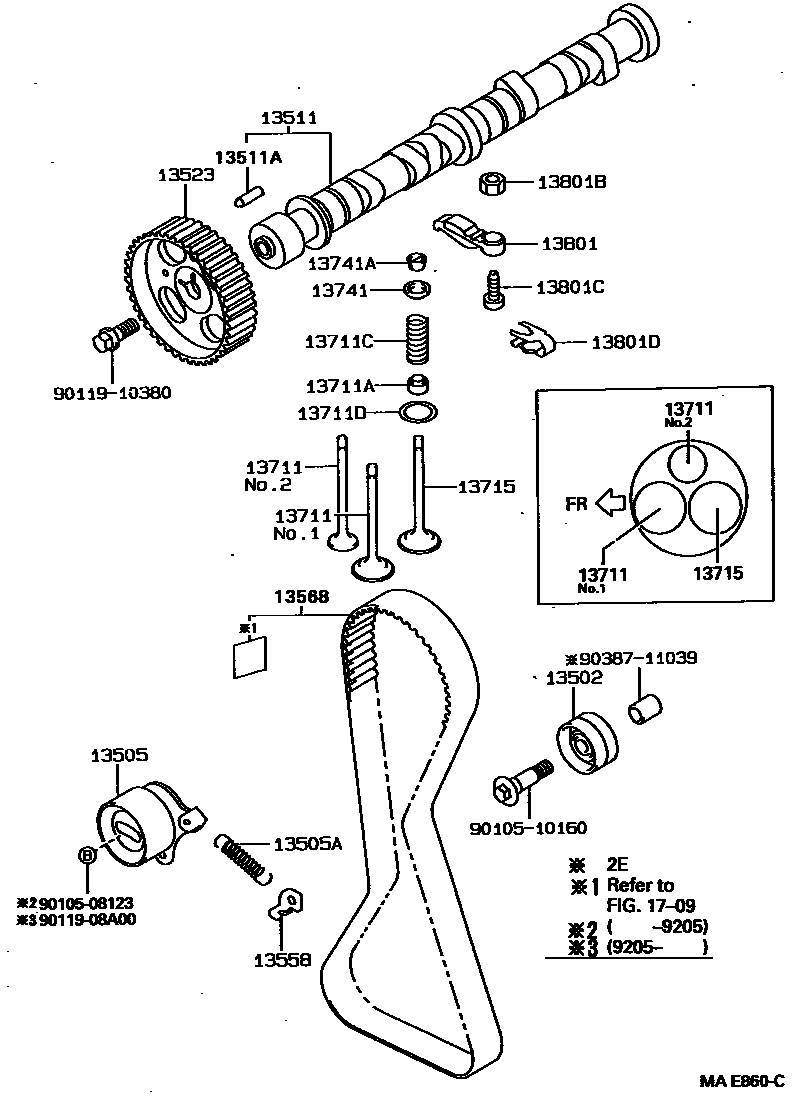 Toyota COROLLA Camshaft & Valve EPC diagram — MAE860C