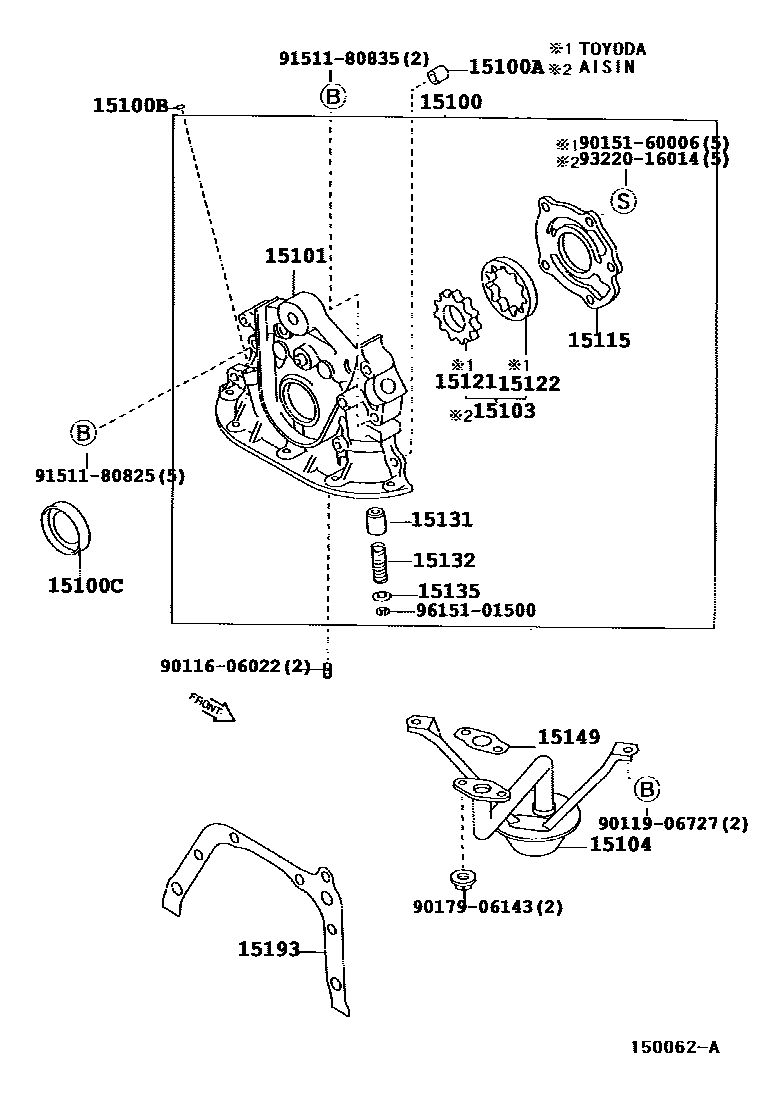 Toyota COROLLA Engine Oil Pump EPC diagram — 150062E