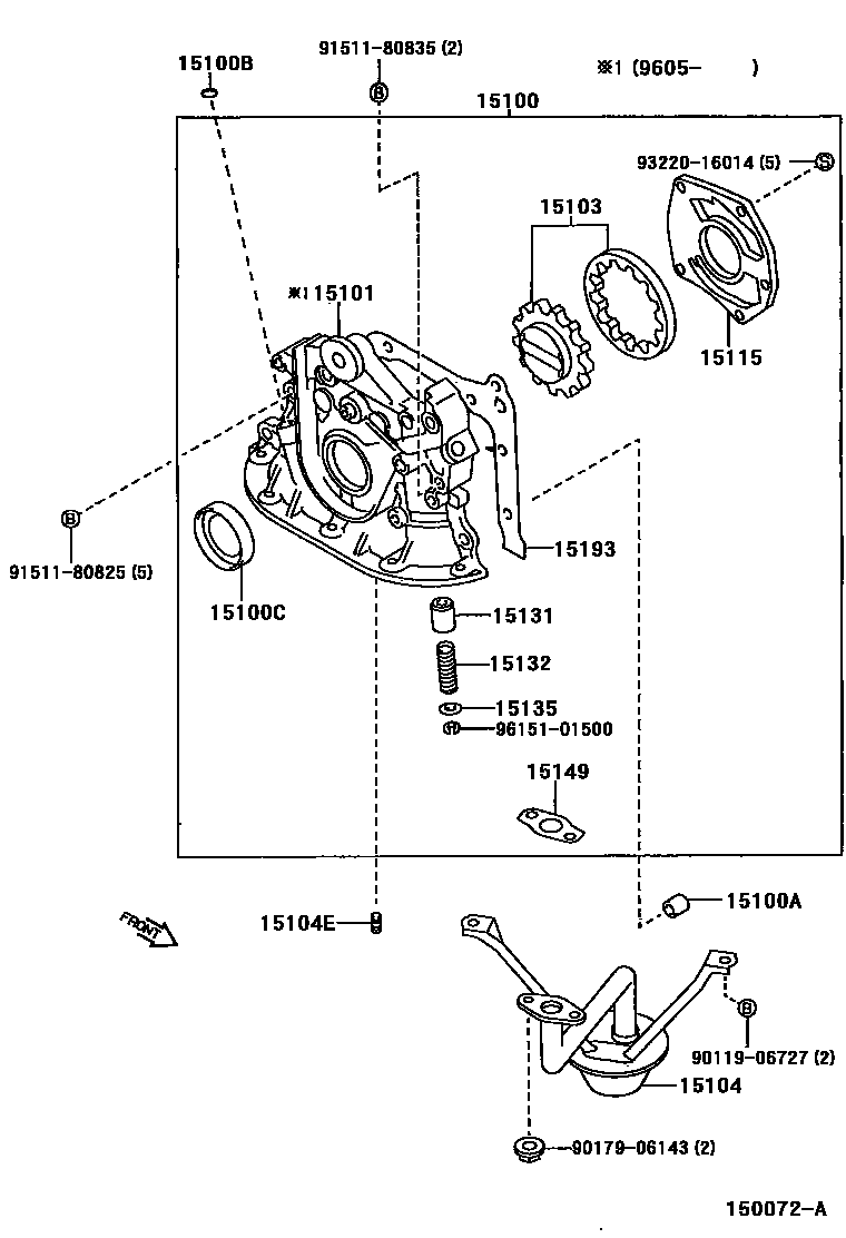 Toyota COROLLA Engine Oil Pump EPC diagram — 150072A