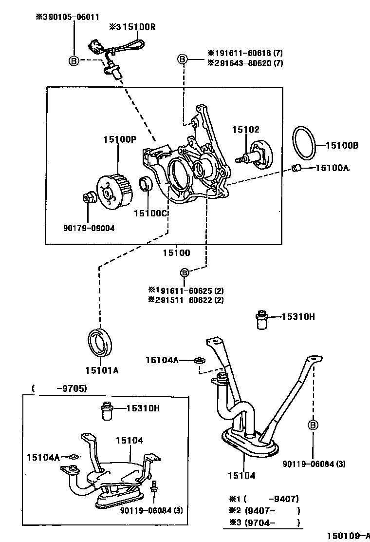 Toyota COROLLA Engine Oil Pump EPC diagram — 150109A