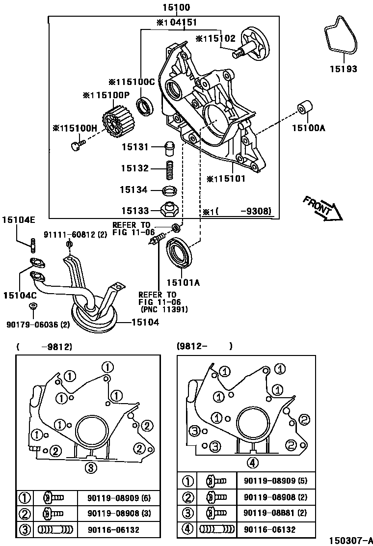 Toyota COROLLA Engine Oil Pump EPC diagram — 150307A