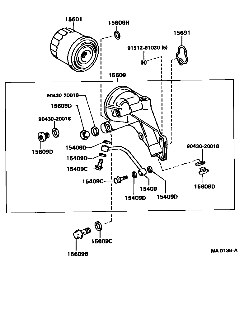 Toyota COROLLA Oil Filter EPC diagram — MAD136A