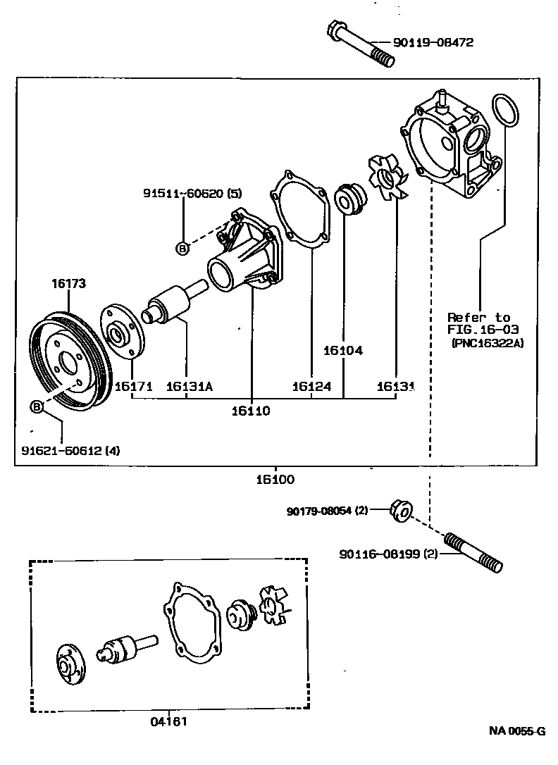 Toyota COROLLA Water Pump EPC diagram — NA0055G