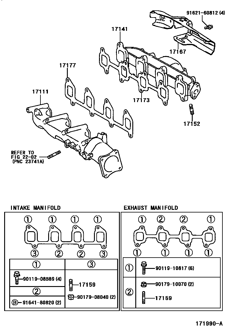 Toyota COROLLA Manifold EPC diagram — 171990A