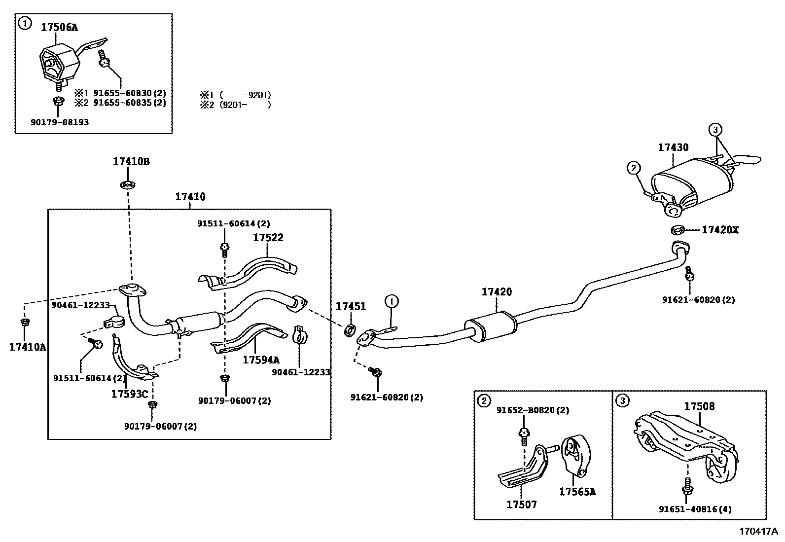 Toyota COROLLA Exhaust Pipe EPC diagram — 170417A