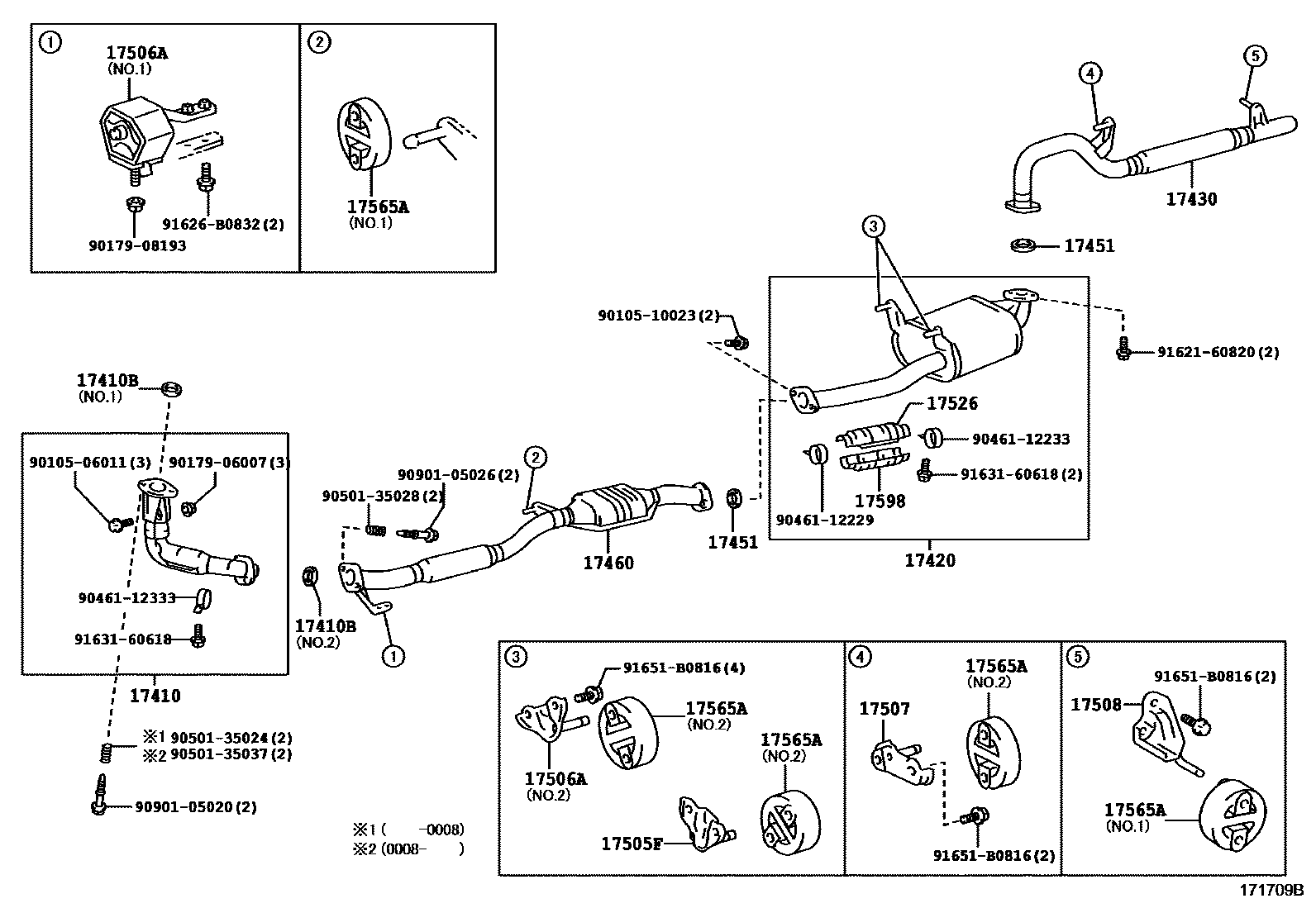 Toyota COROLLA Exhaust Pipe EPC diagram — 171709B