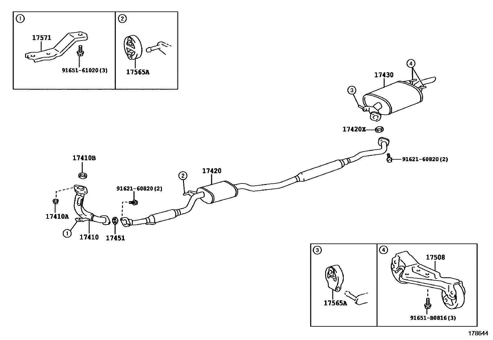 Toyota COROLLA Exhaust Pipe EPC diagram — 178644