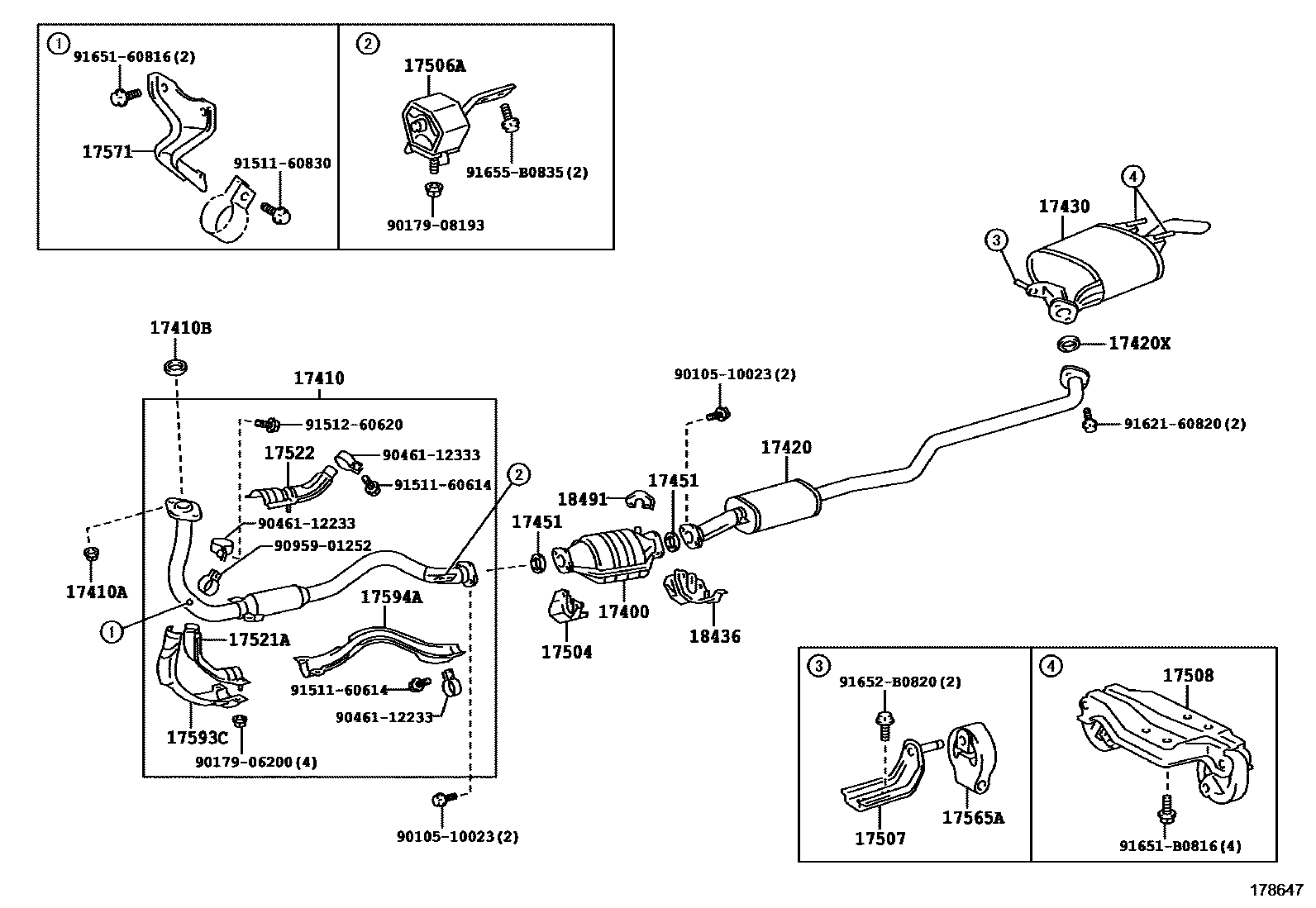 Toyota COROLLA Exhaust Pipe EPC diagram — 178647