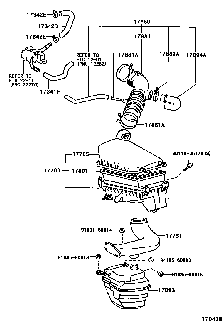 Toyota COROLLA Air Cleaner EPC diagram — 170438