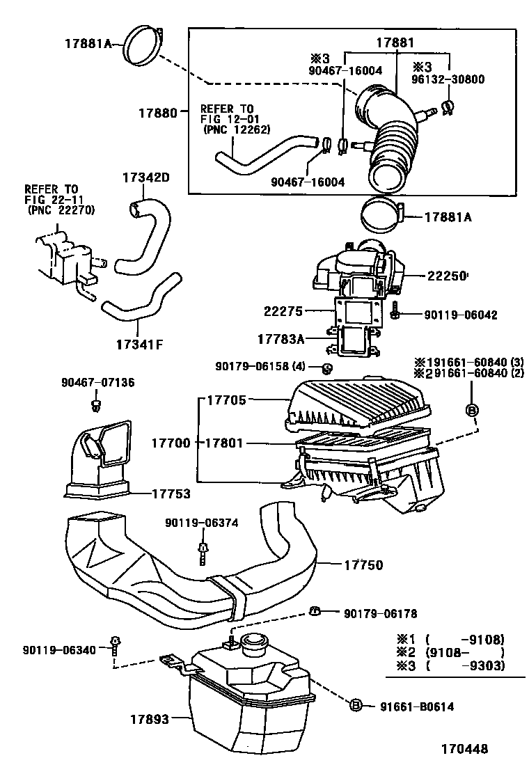 Toyota COROLLA Air Cleaner EPC diagram — 170448