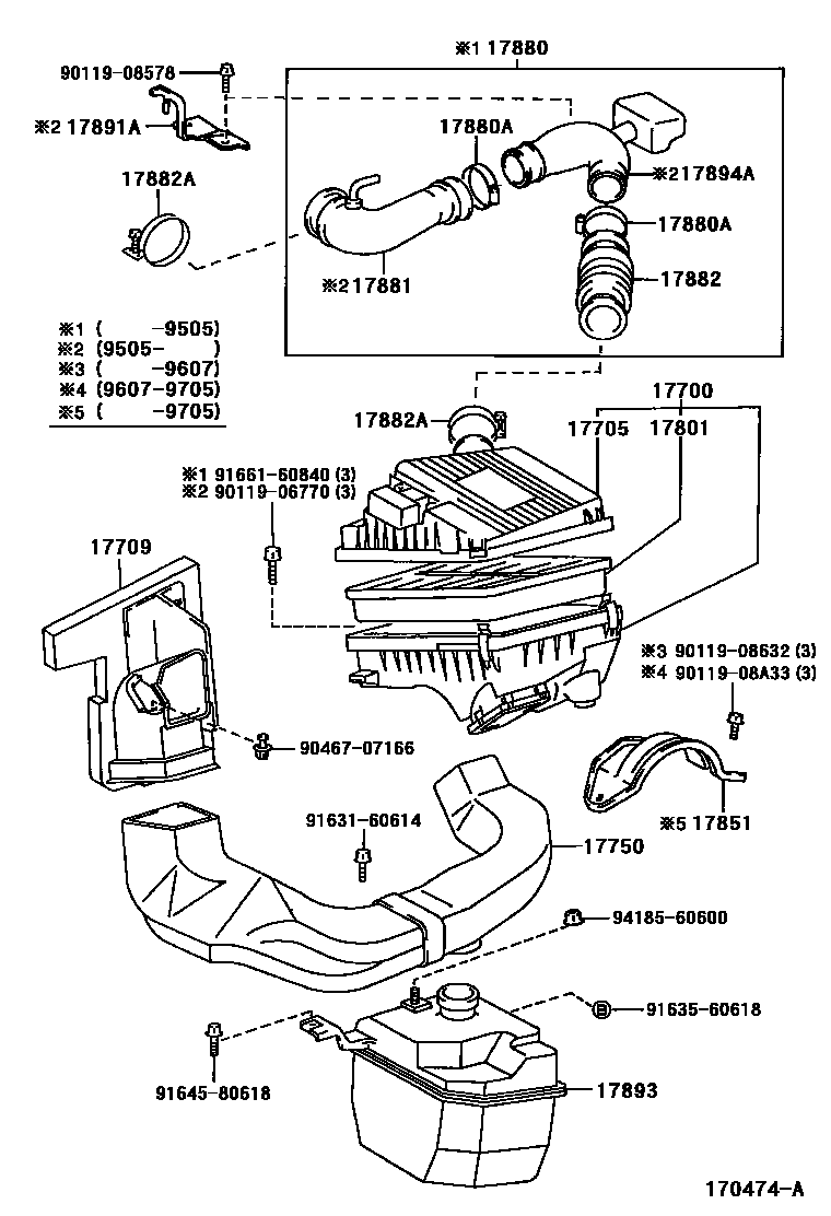 Toyota COROLLA Air Cleaner EPC diagram — 170474A