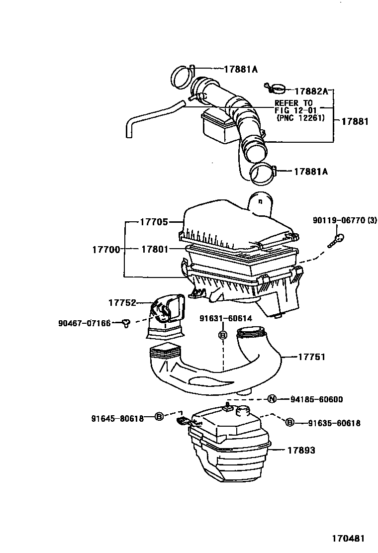 Toyota COROLLA Air Cleaner EPC diagram — 170481