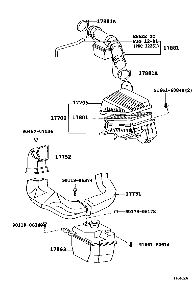 Toyota COROLLA Air Cleaner EPC diagram — 170482A