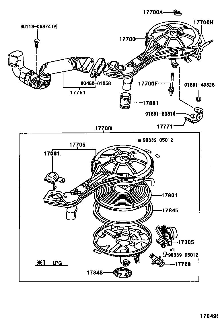 Toyota COROLLA Air Cleaner EPC diagram — 170496
