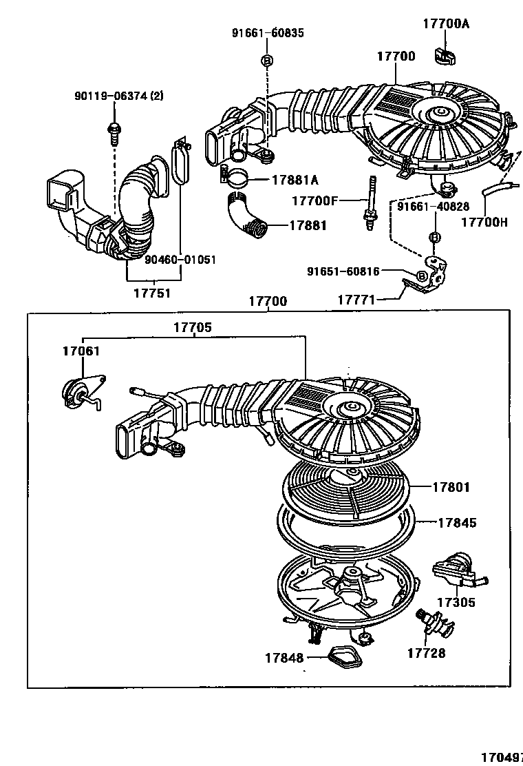 Toyota COROLLA Air Cleaner EPC diagram — 170497