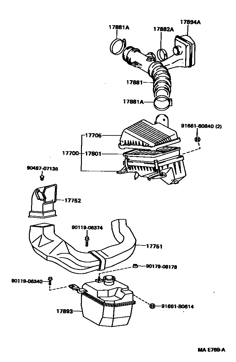 Toyota COROLLA Air Cleaner EPC diagram — MAE769A