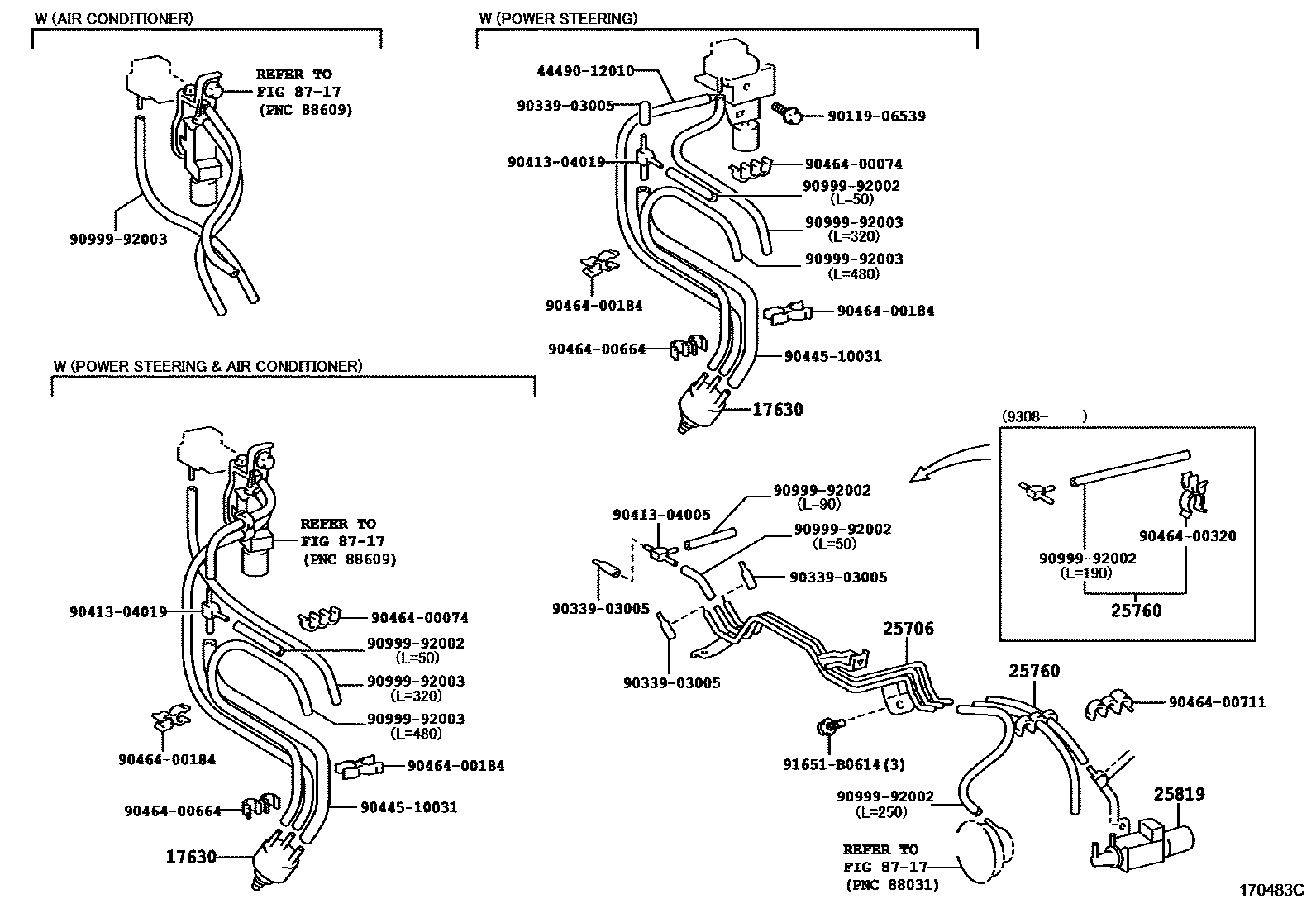 Toyota COROLLA vacuum tube EPC diagram — 170483C