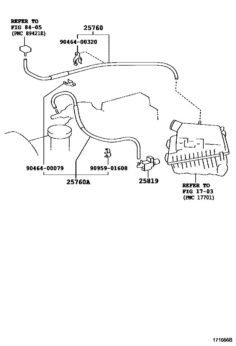 Toyota COROLLA vacuum tube EPC diagram — 171666B