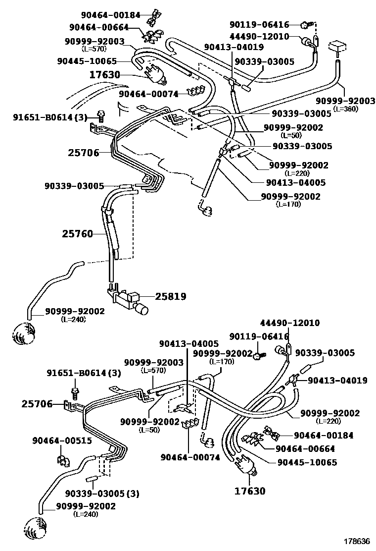 Toyota COROLLA vacuum tube EPC diagram — 178636