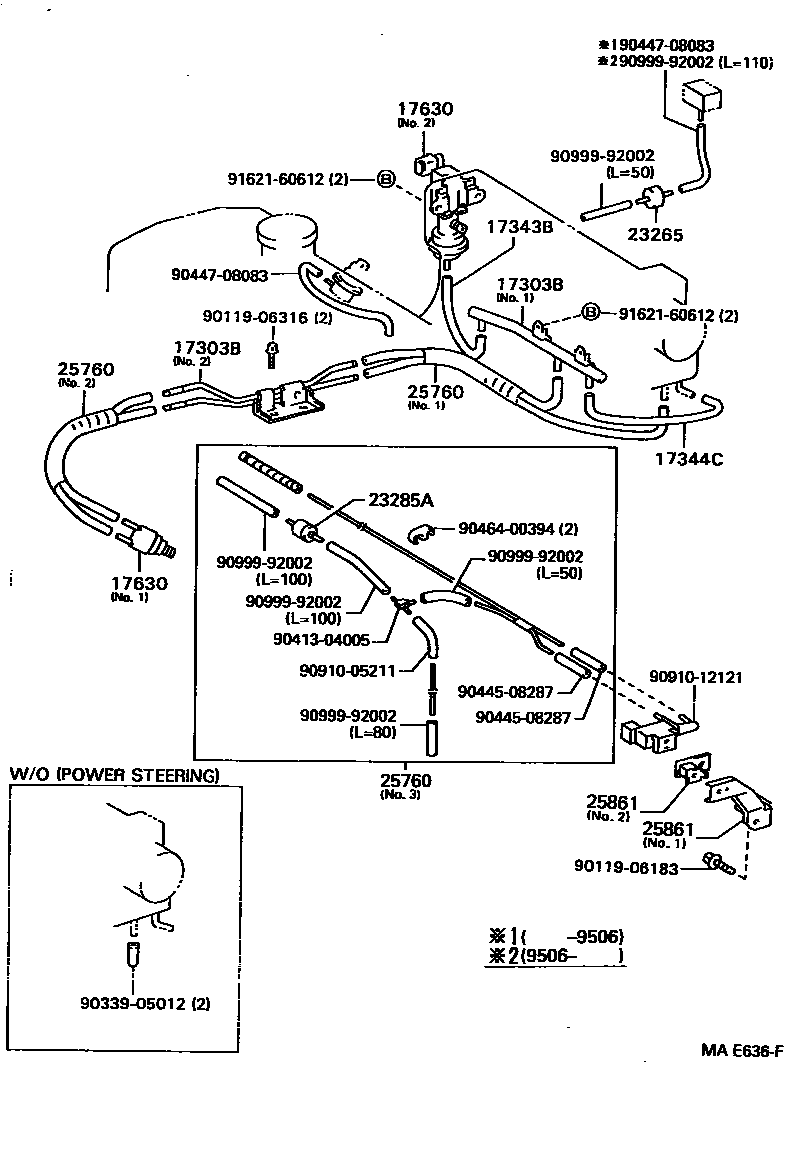 Toyota COROLLA vacuum tube EPC diagram — MAE636F