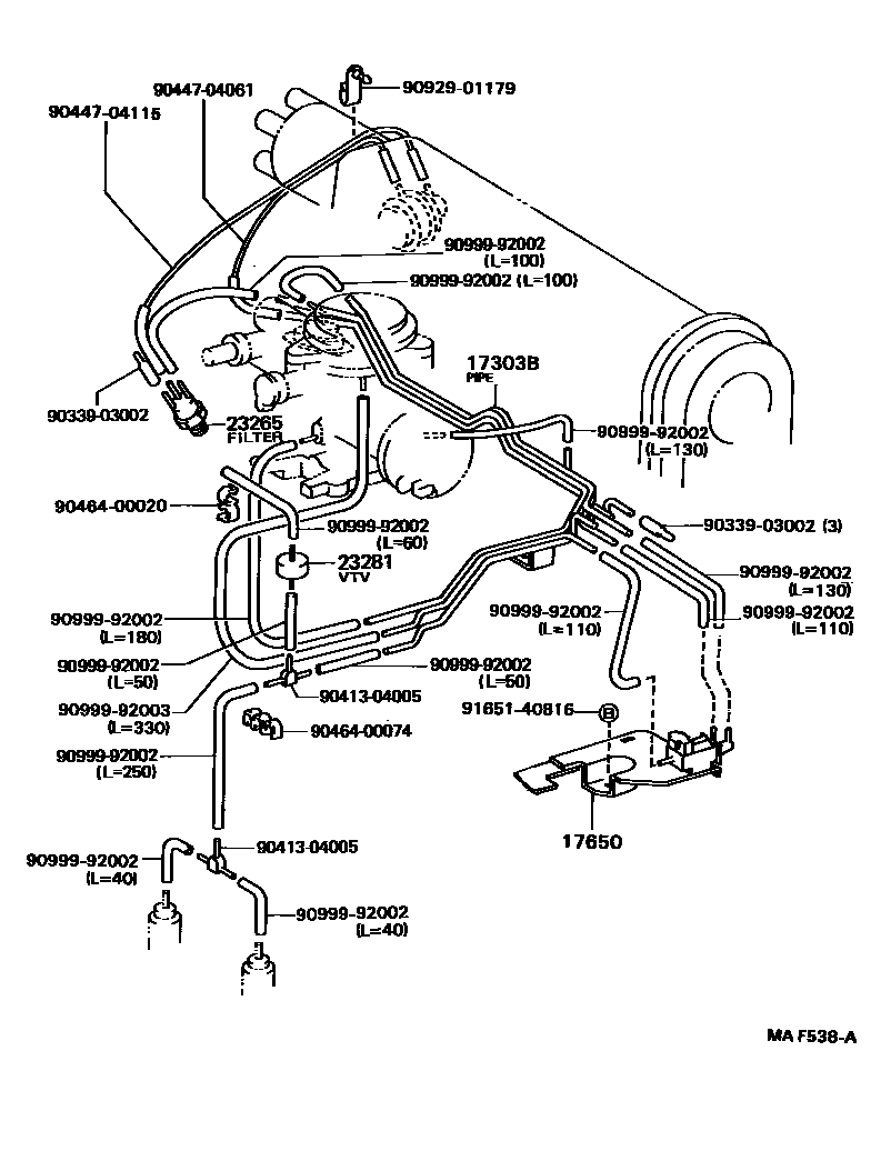 Toyota COROLLA vacuum tube EPC diagram — MAF538A