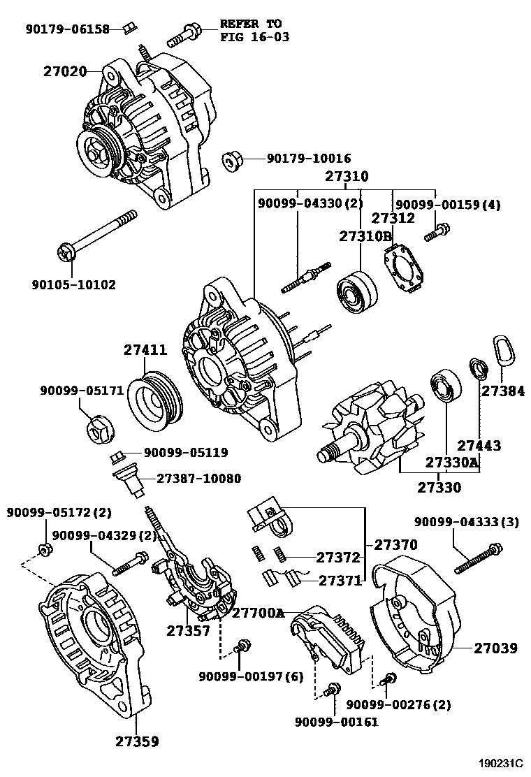 Toyota COROLLA Alternator EPC diagram — 190231C