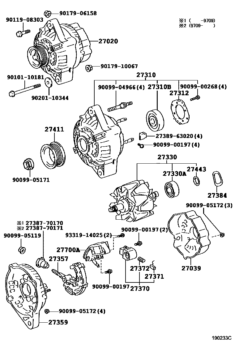 Toyota COROLLA Alternator EPC diagram — 190233C