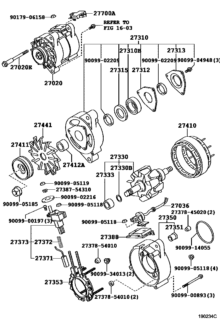 Toyota COROLLA Alternator EPC diagram — 190234C