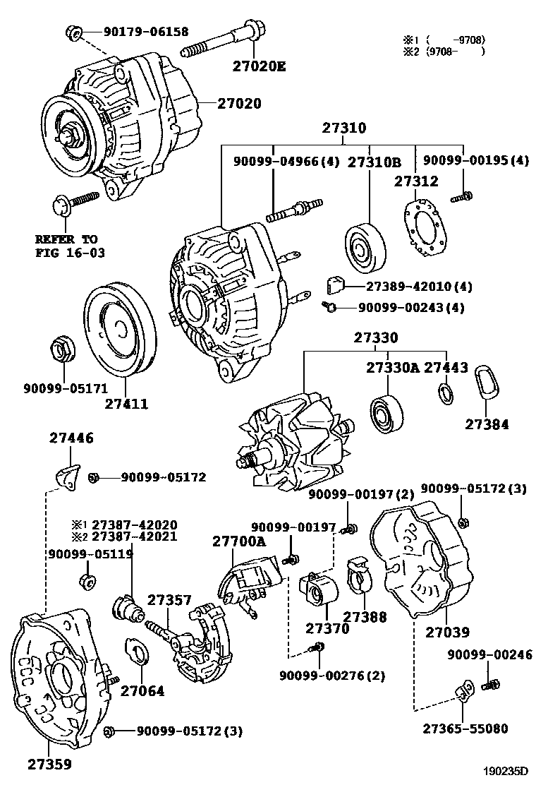 Toyota COROLLA Alternator EPC diagram — 190235D